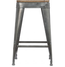 Tabouret Joris en métal - L 38 x l 38 x H 59,9 cm - Gris