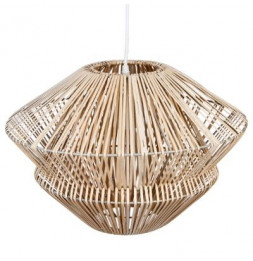 Suspension luminaire évasée en rotin - D 45 x H 30 cm - Beige