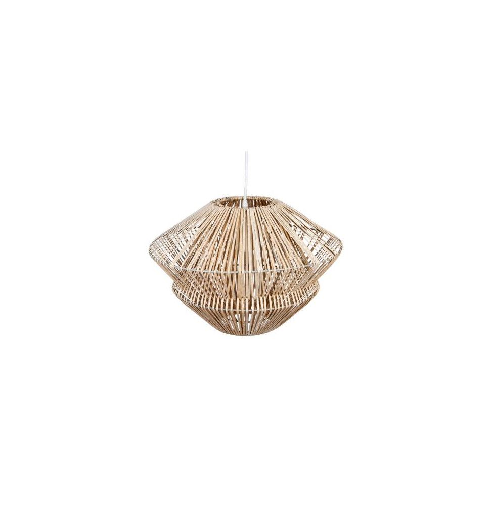 Suspension luminaire évasée en rotin - D 45 x H 30 cm - Beige