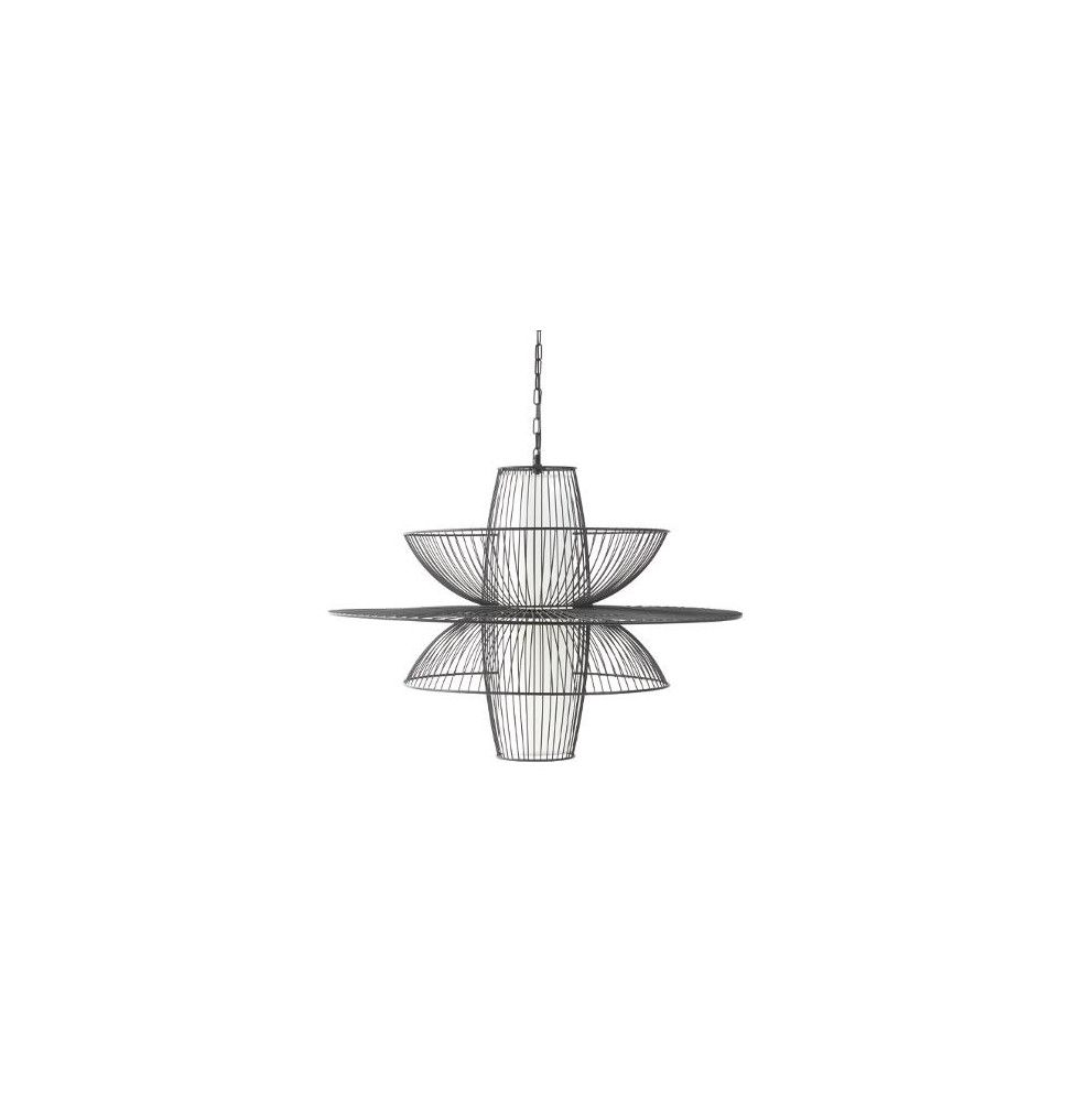 Suspension filaire en métal - D 77 x H 58,5 cm - Noir