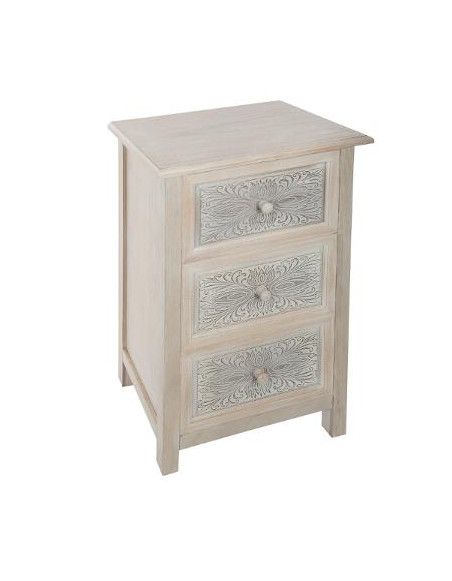 Commode trois tiroirs Hina en bois - L 48 x l 34 x H 80 cm