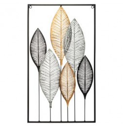 Décoration murale en métal - Design feuilles - 65 x 37 cm