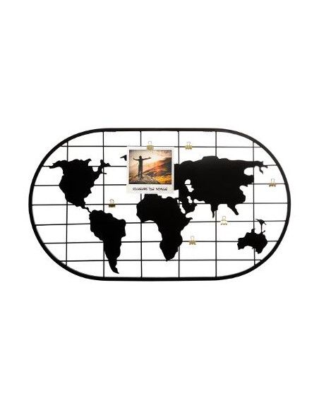 Pêle-mêle carte du monde - 60 x 35 cm - Noir