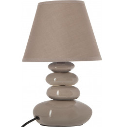 Lampe 4 galets abat jour marron clair - Lampe à poser - D 20,5 x H 31 cm - Taupe