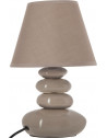 Lampe 4 galets abat jour marron clair - Lampe à poser - D 20,5 x H 31 cm - Taupe