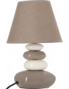 Lampe 4 galets abat-jour marron clair - Lampe à poser - D 20,5 x H 31 cm - Blanc et Taupe