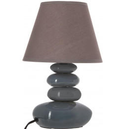 Lampe 4 galets abat-jour marron foncé - Lampe à poser - D 20,5 x H 31 cm - Gris