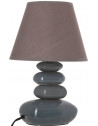 Lampe 4 galets abat-jour marron foncé - Lampe à poser - D 20,5 x H 31 cm - Gris