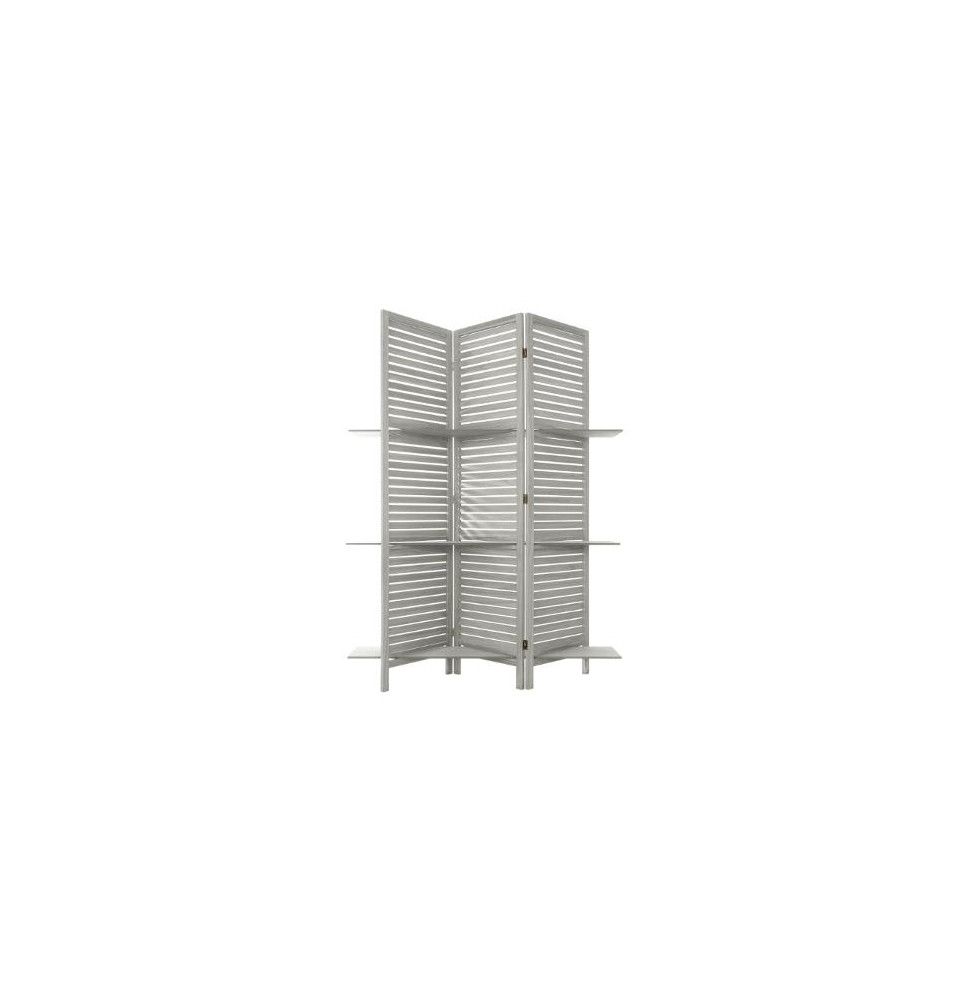 Paravent avec rangements - 3 étagères - 120 x 170 cm - Gris