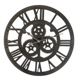 Pendule avec engrenages - D 45 cm - Noir