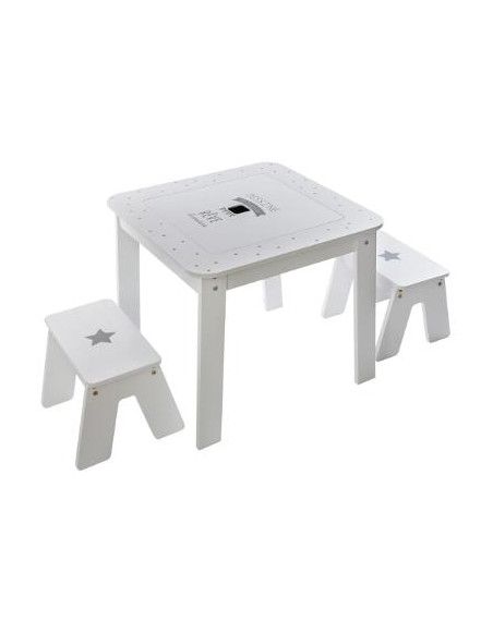 Ensemble table et tabourets - Gris