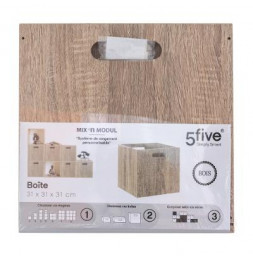 Boîte de rangement en bois naturel - 31 x 31 cm