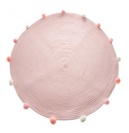 Tapis rond pompon - Rose