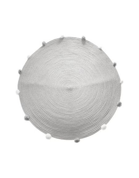 Tapis rond pompon - Gris