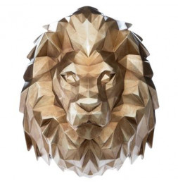 Tête de lion en résine - 36 x 27 x 41,5 cm - Doré