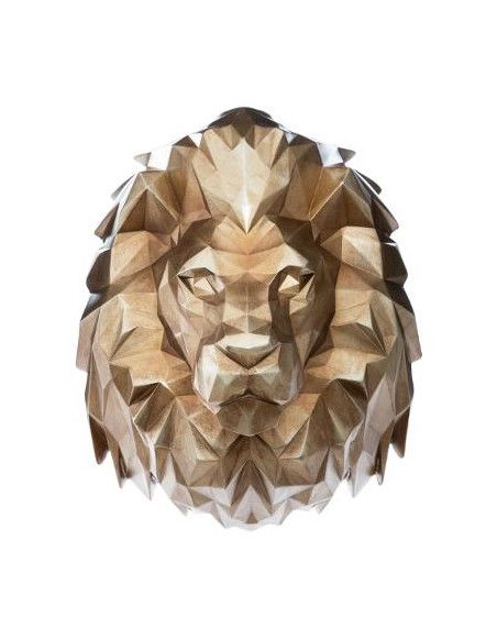 Tête de lion en résine - 36 x 27 x 41,5 cm - Doré