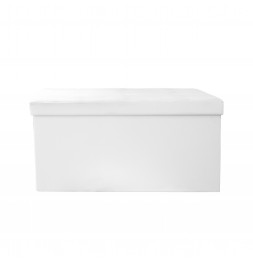 Coffre banc pliable capitonné- L 76,5 cm - Blanc