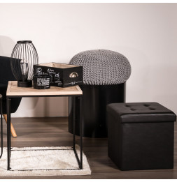 Coffre pouf pliable capitonné - Noir