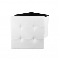 Coffre pouf pliable capitonné - Blanc