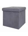 Coffre pouf pliable Suédine - Gris foncé