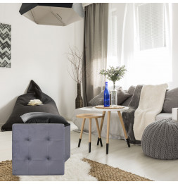 Coffre pouf pliable Suédine - Gris foncé