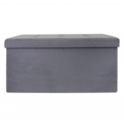 Coffre banc pliable Suédine - Gris foncé