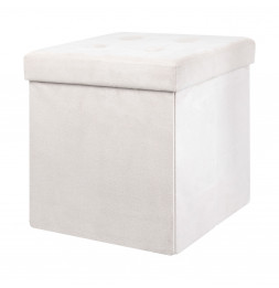 Coffre pouf pliable Suédine - Beige