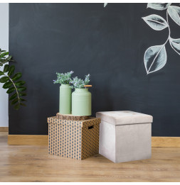 Coffre pouf pliable Suédine - Beige