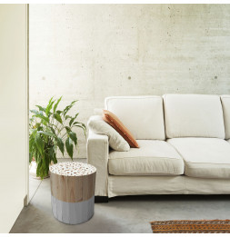 Tabouret rond en bois - D 30 cm - Gris