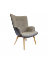 Fauteuil Helsinki avec pieds en bois - Gris