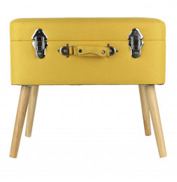 Tabouret coffre en forme de valise - Jaune