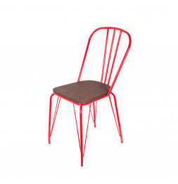 Lot de 2 chaises alliant métal et bois - Rouge