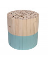 Tabouret rond en bois -  Bleu