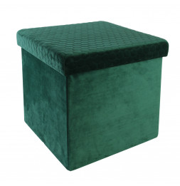 Coffre pouf pliable revêtement en velours - Vert