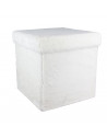 Coffre pouf pliable imitation fourrure - Blanc