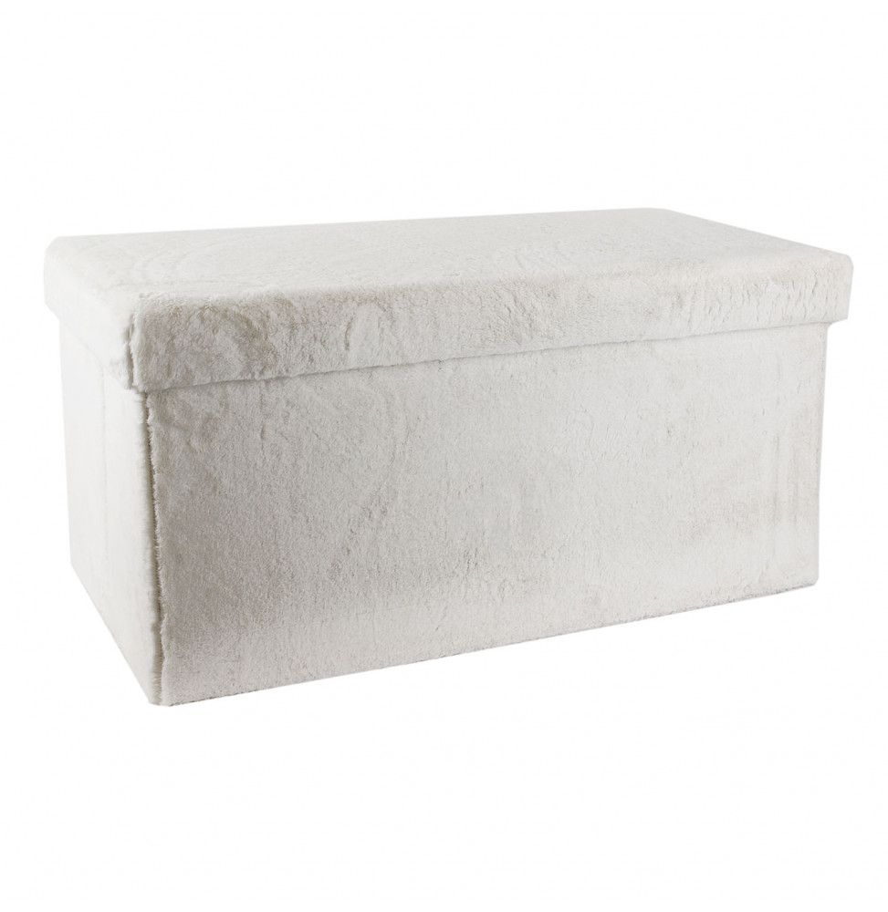 Coffre banc pliable imitation fourrure - Blanc