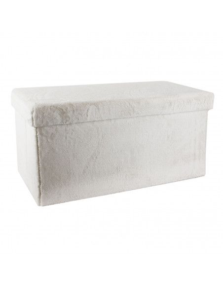 Coffre banc pliable imitation fourrure - Blanc