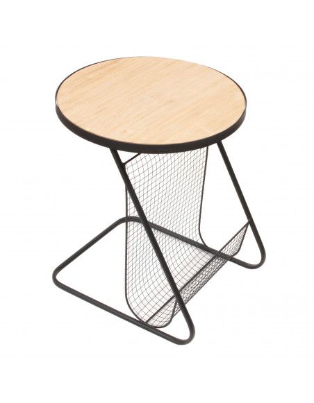 Table ronde range revues - D 41 cm - Noir