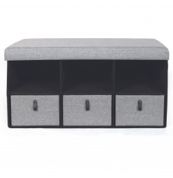 Coffre banc pliable avec rangements - Gris