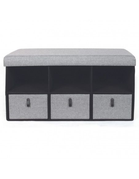 Coffre banc pliable avec rangements - Gris