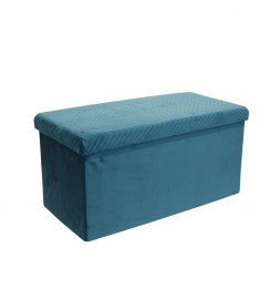 Coffre banc pliable revêtement en velours - Bleu