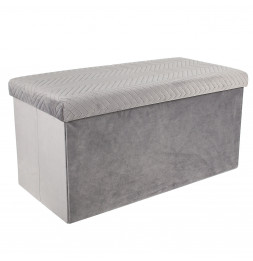 Coffre banc pliable revêtement en velours - Gris