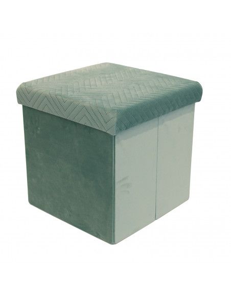 Coffre pouf pliable revêtement en velours - L 38 cm - Vert