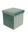 Coffre pouf pliable revêtement en velours - L 38 cm - Vert