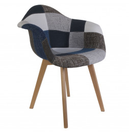 Fauteuil Patchwork - Bleu et gris