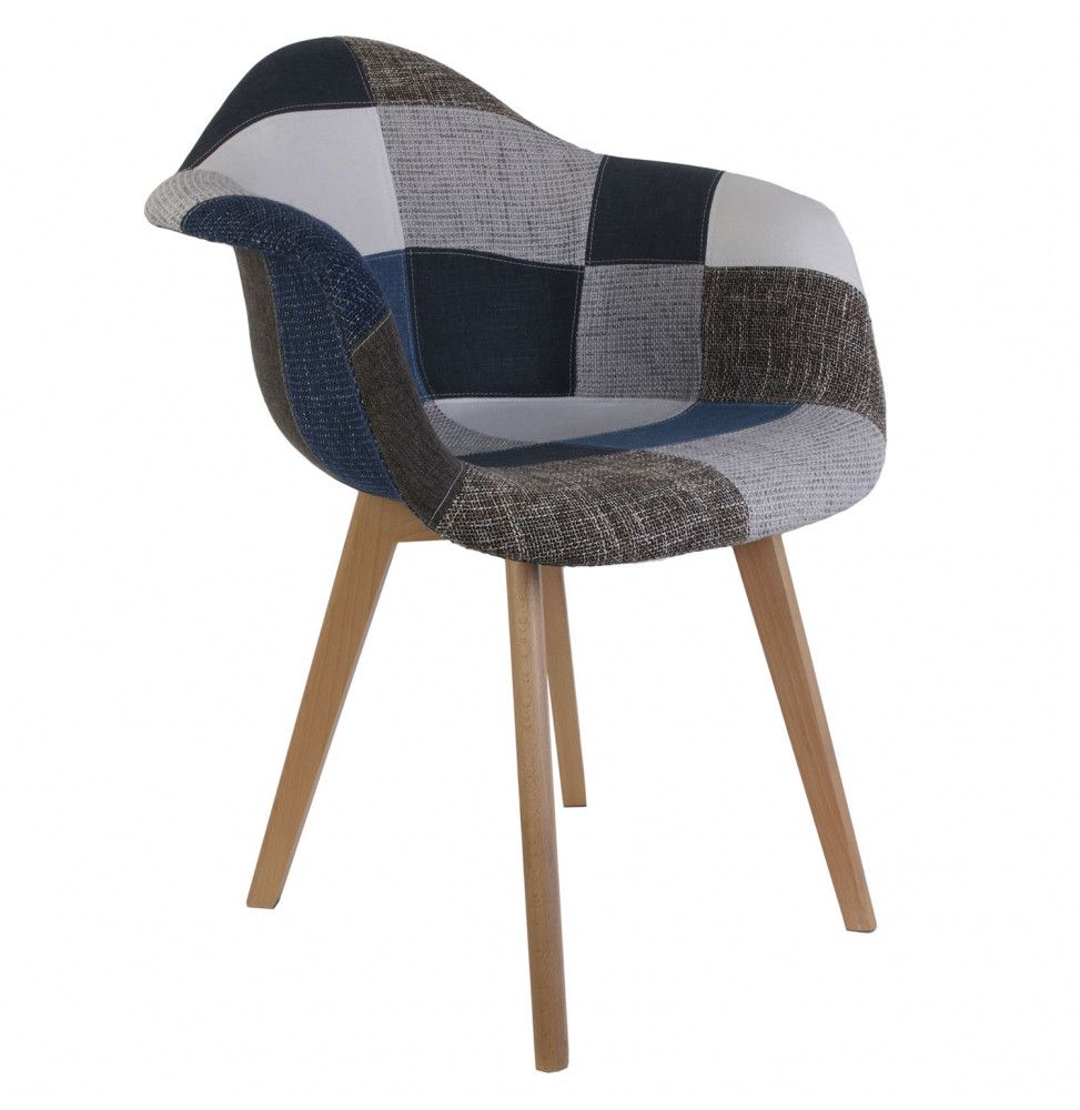 Fauteuil Patchwork - Bleu et gris