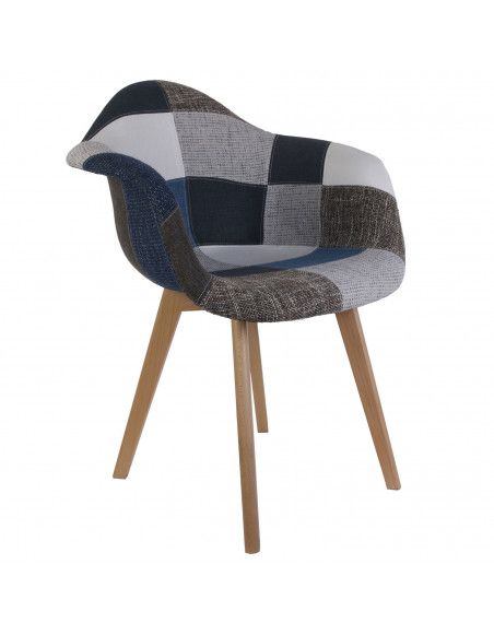 Fauteuil Patchwork - Bleu et gris