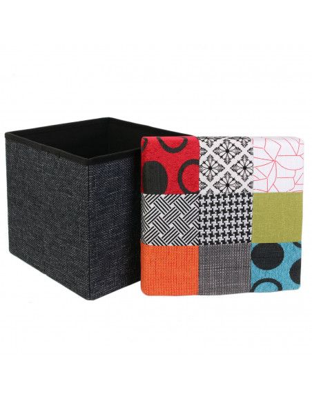 Coffre pouf pliable Patchwork - Multicolore