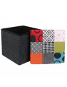 Coffre pouf pliable Patchwork - Multicolore