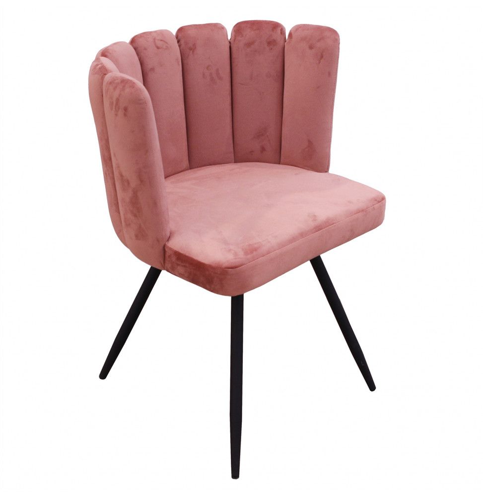 Chaise Ariel revêtement en velours - Rose